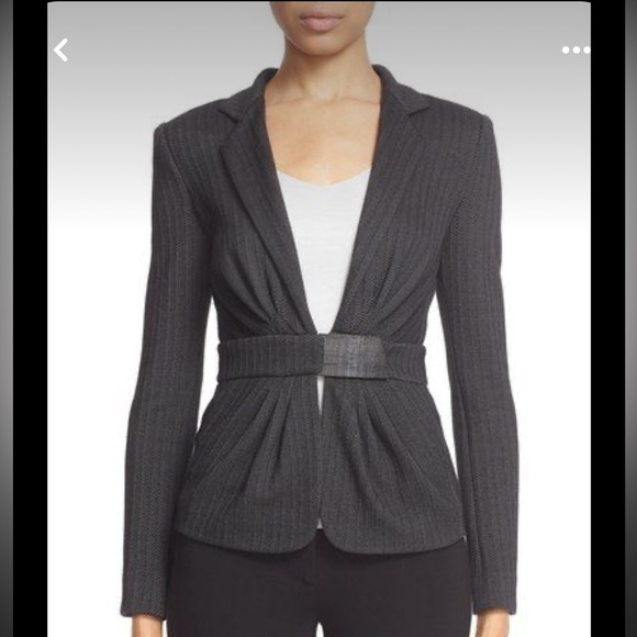 ISO Armani Collezioni Micro Chevron Herringbone Jacket Blazer Charcoal Gray - Picture 1 of 8
